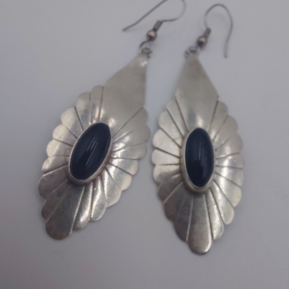 Nakai Navajo Sterling Silver Black Onyx Dangle Earrings Southwestern 925 Boho